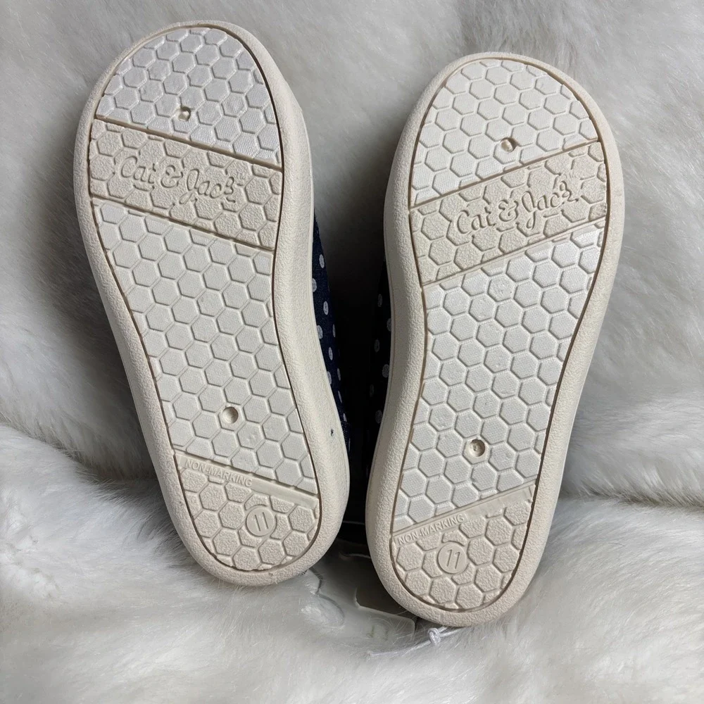 Cat & Jack Toddler Blue Polka Dot Hoop & Loop SIZE 11 Slip-on Shoes NEW